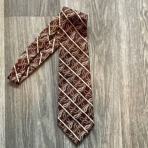 Vintage Mens Tie, Brown Paisley